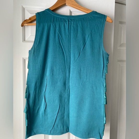 Loft Teal Blue Mixed Media Tank Top Size S - Picture 4 of 5